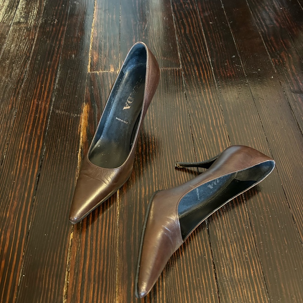 Prada Brown Leather Heels